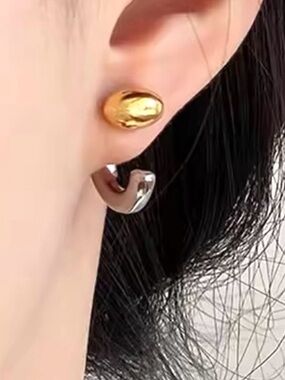 NEW Earrings Double Drop Front Back Two Tone Mixed Metals Gold Silver AP30